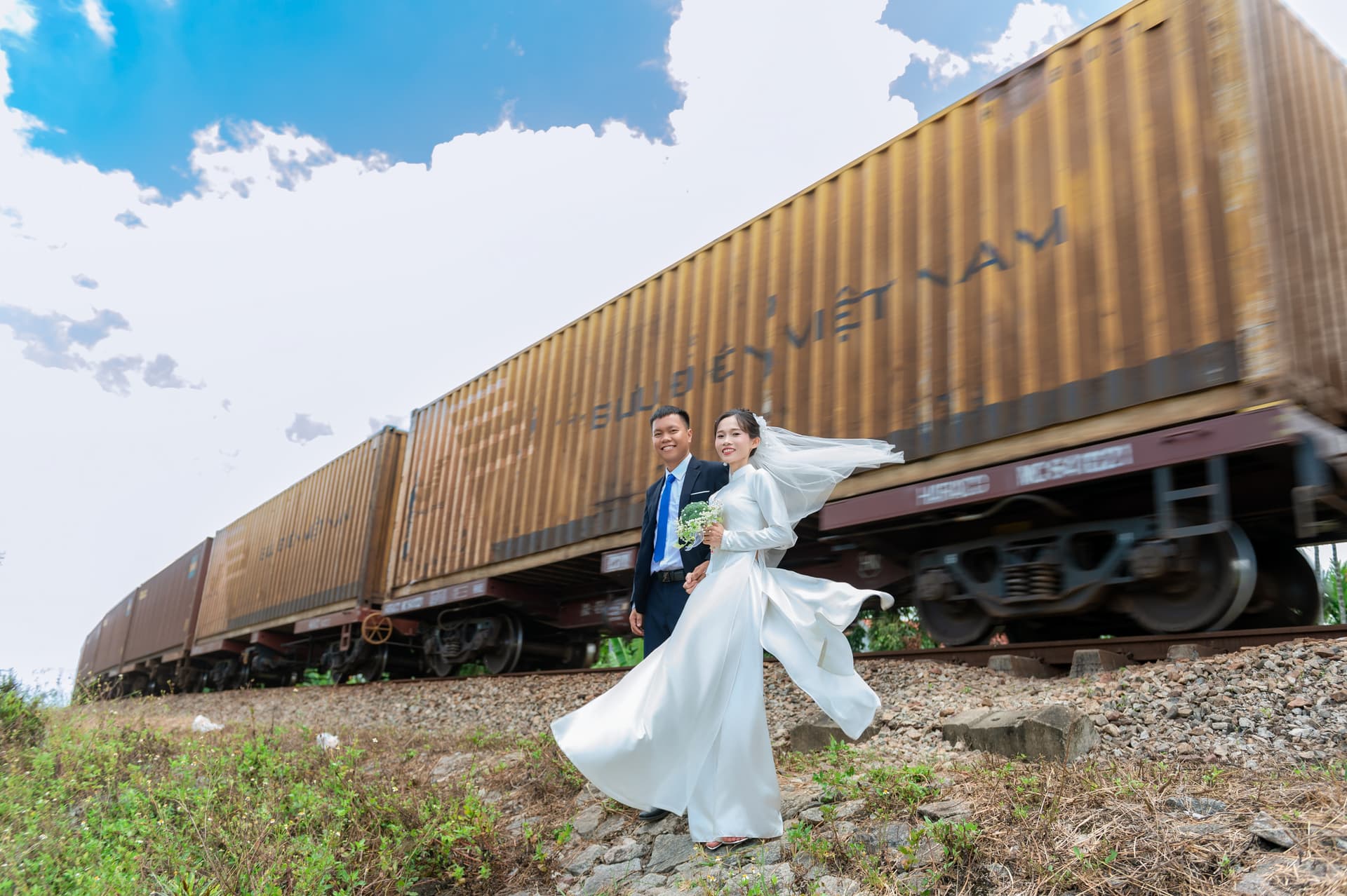 Couple in garden setting